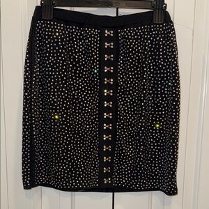 AKIRA Black Pencil Skirt with Silver Studs and Hook Accents